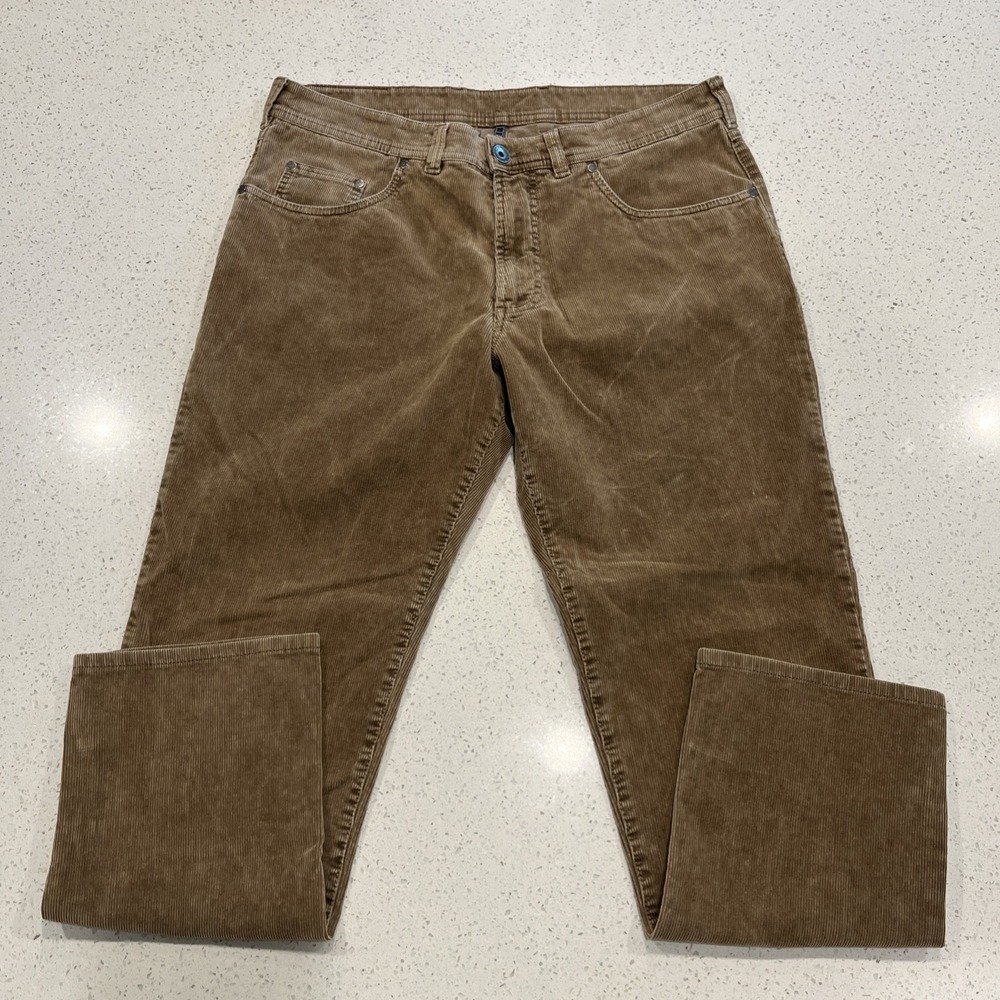 Atelier Gardeur Corduroy Pants Men's 35x32 Brown Preppy Straight Trouser